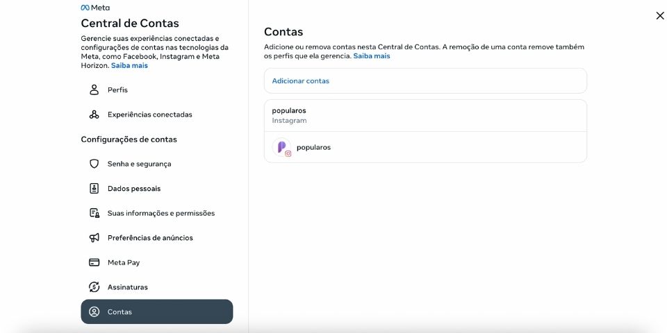 Remover conexão Instagram e Facebook no PC