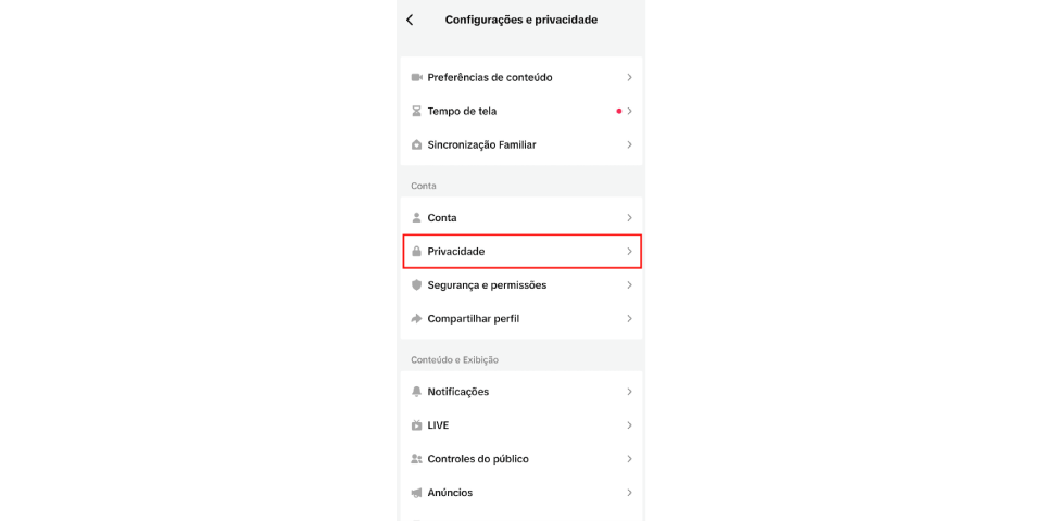Desativando pelas Configurações do TikTok