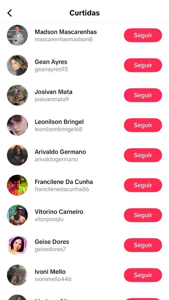 Novas curtidas brasileiras no TikTok