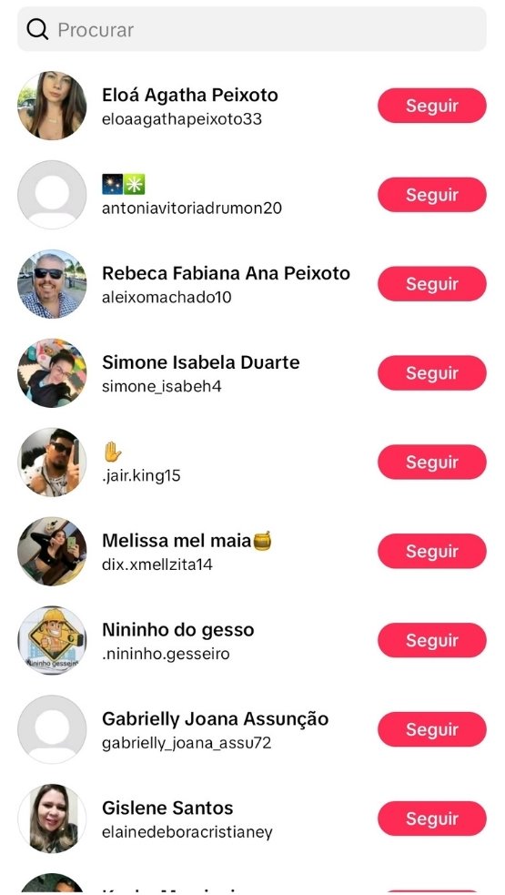 Novos seguidores brasileiros no TikTok