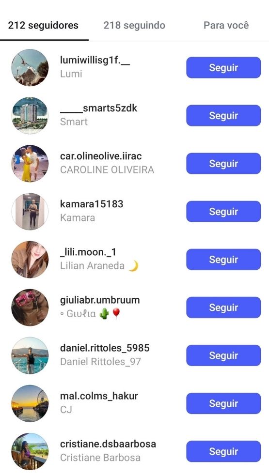 Novos seguidores no Instagram